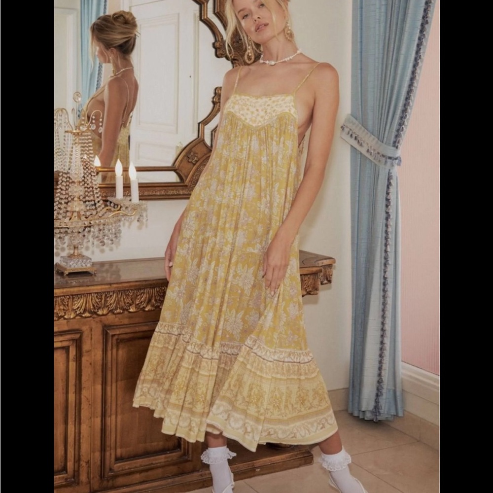 Spell Mossy Strappy Midi Dress in Lemonade